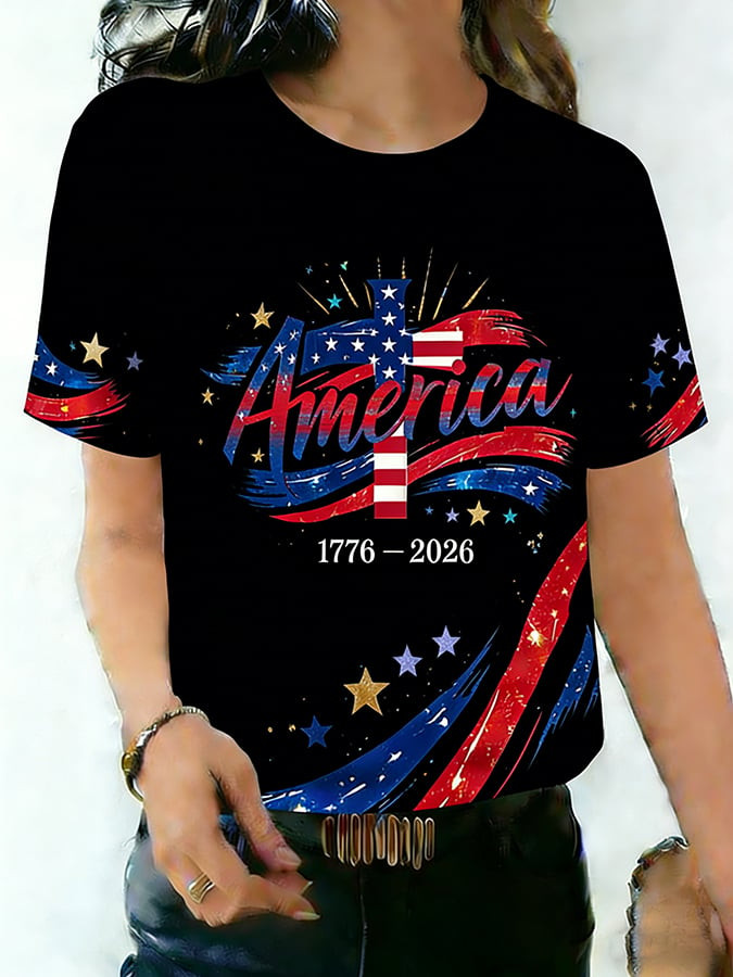 America 250th Anniversary Faith Freedom Independence Brave T-Shirt Patriotic Apparel