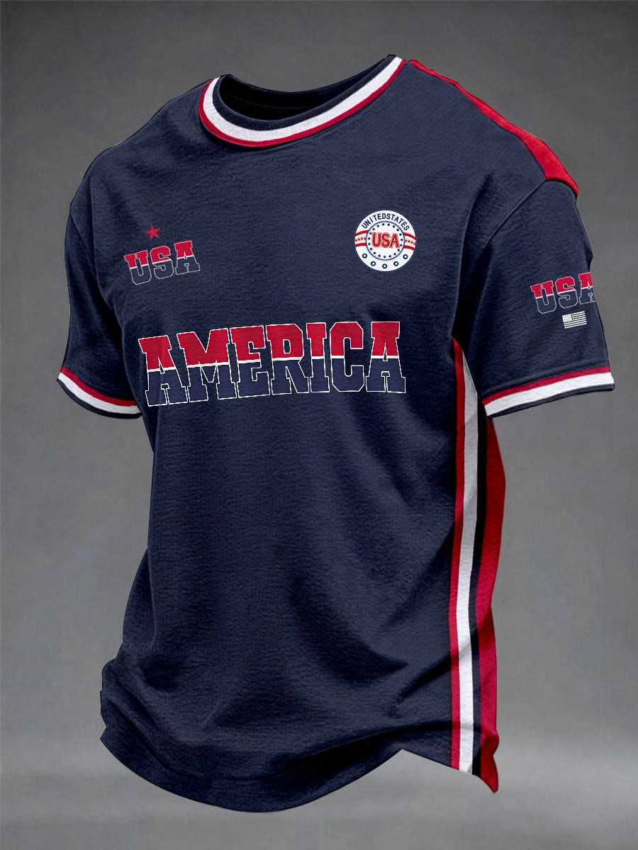 America USA Varsity Graphic Tees Men Patriotic T Shirt 250th Anniversary Fan Gear Gift