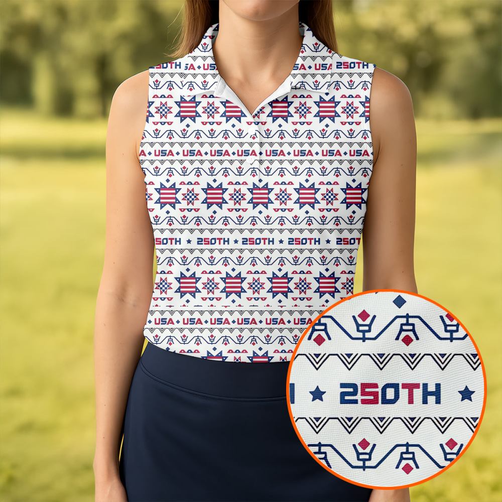 America's 250 Birthday Sleeveless Polo Shirt US Patriot Clothing Special Mother's Day Gift