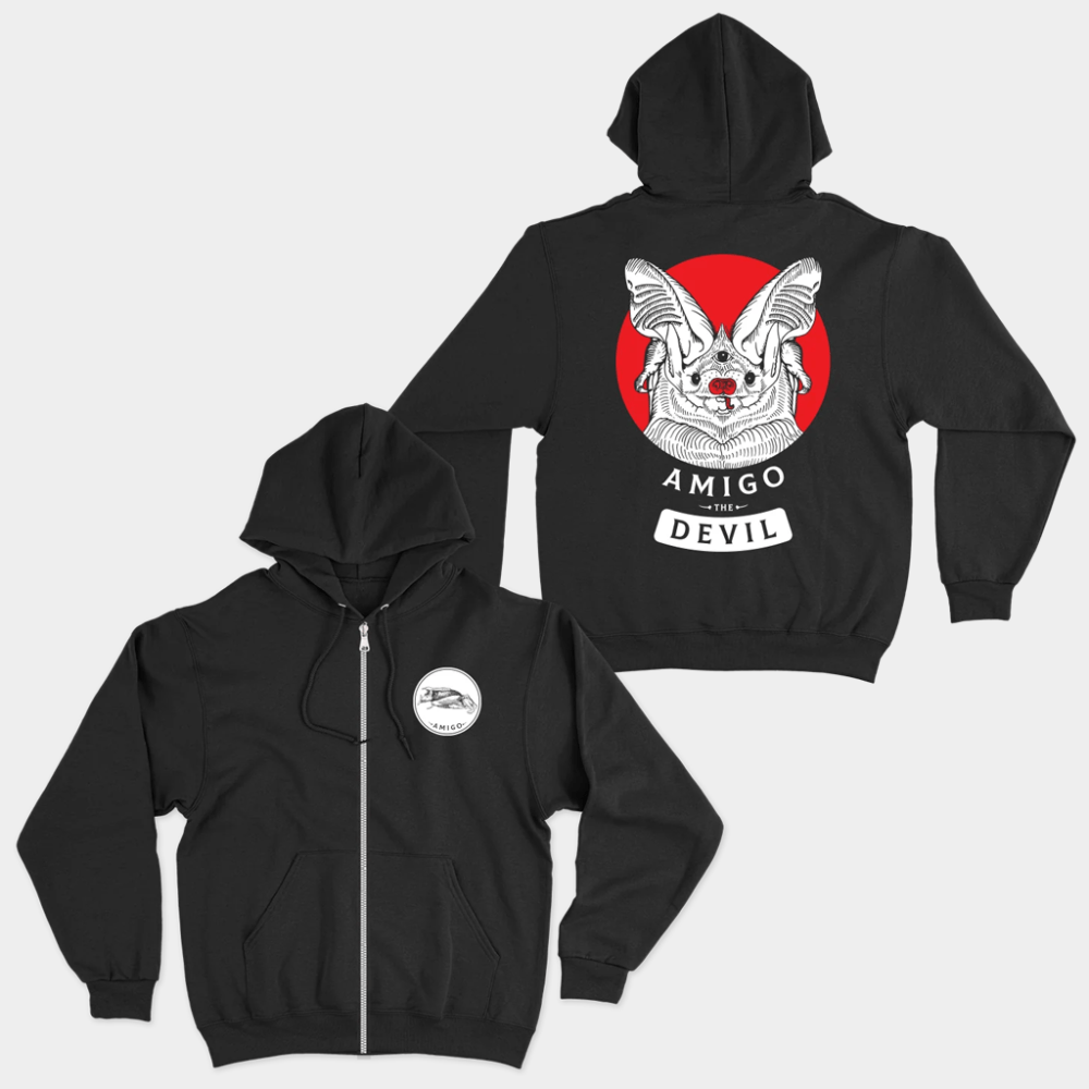 Amigo The Devil Merch Batty Black Zip Hoodie Amigo The Devil Hoodie Gift Ideas For Music Lovers