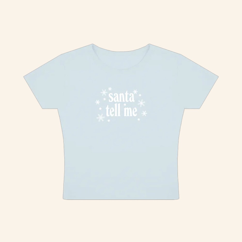 Ariana Grande Merch Santa Tell Me Baby Tee Christmas Gift Ideas For Music Lovers