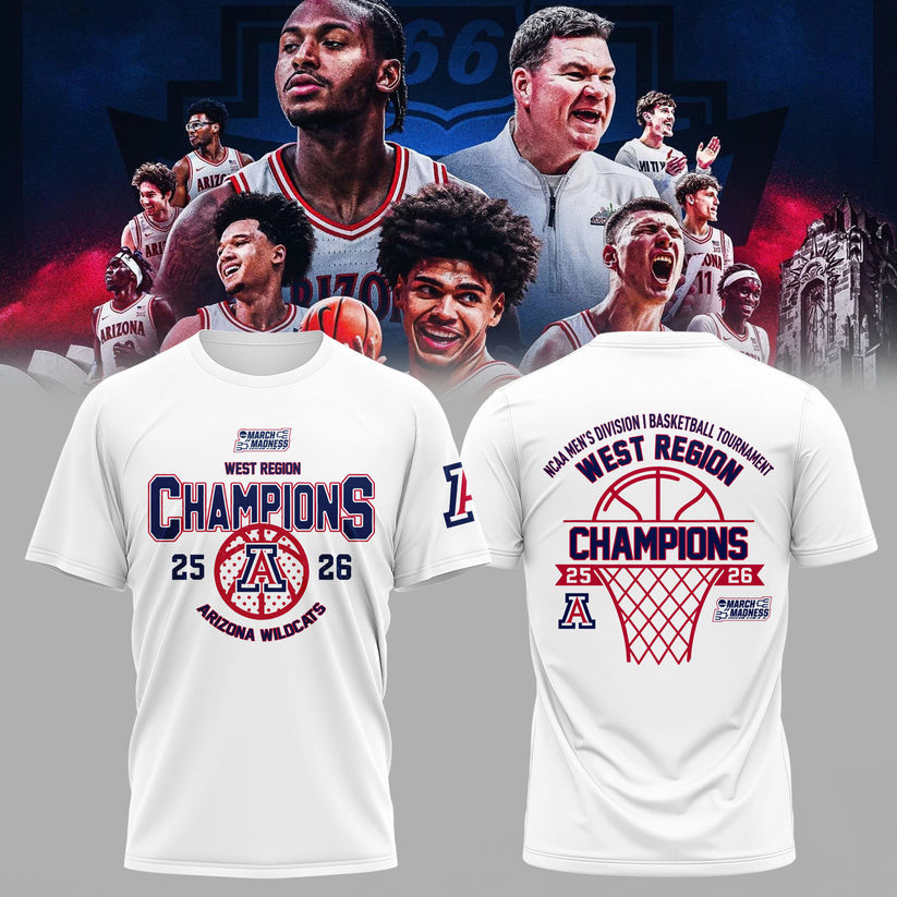 Arizona Wildcats West Region Champions 2026 T-Shirt NCAA March Madness Basketball Shirt