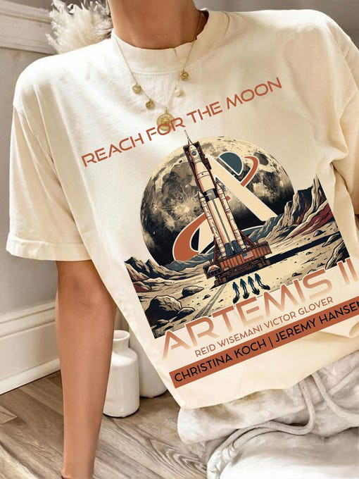 Artemis 2 2026 Rocket Launch T-Shirt Reach For The Moon NASA Moon Mission 2026 Shirt