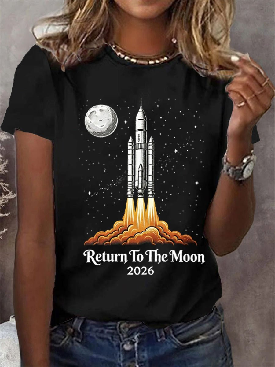 Artemis II 2026 Rocket Launch T-Shirt Modern NASA Graphic Tee Present For Mom