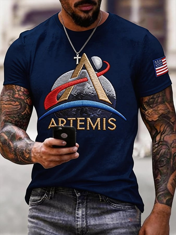 Artemis II 2026 Rocket Launch T-Shirt Modern NASA Graphic Tee Present Idea For Husband