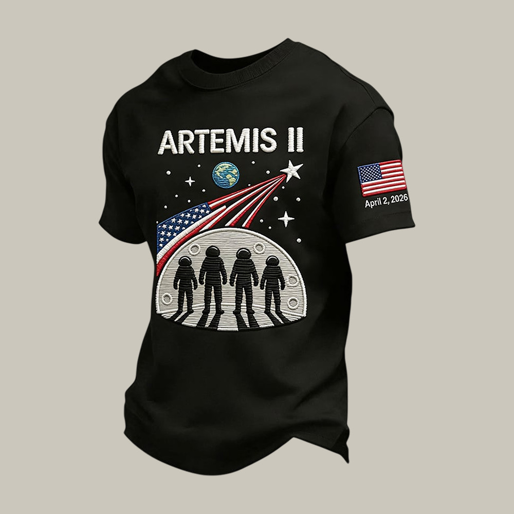 Artemis II Mission Humanity Returns To The Moon T-Shirt American Flag NASA Moon Mission 2026 Merch