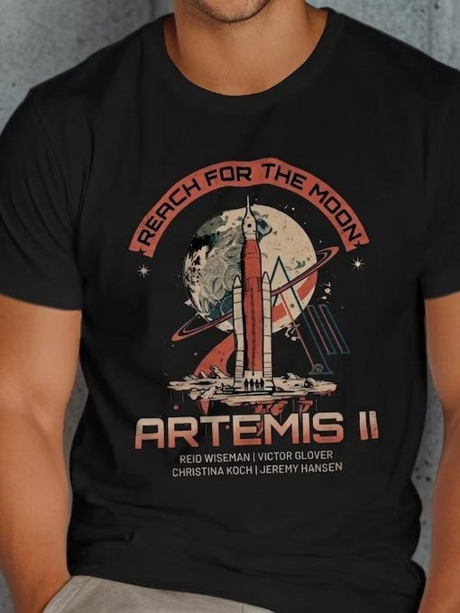 Artemis II Mission Space Exploration T-Shirt NASA Moon Mission 2026 Merch Present For Him