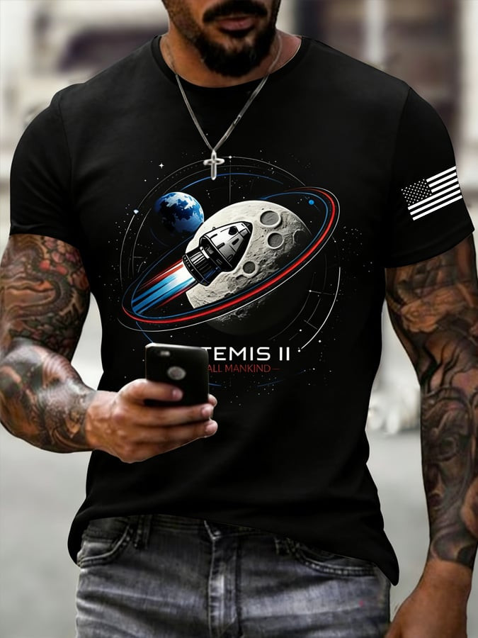 Artemis II Moon Graphic T-Shirt NASA Moon Mission 2026 Shirt Birthday Gift For Dad