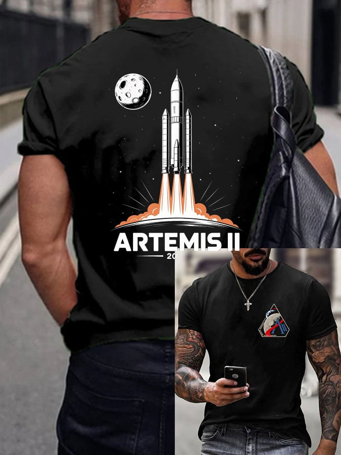 Artemis II Rocket Launch Graphic T-Shirt NASA Moon Mission 2026 Merch Gift For Husband