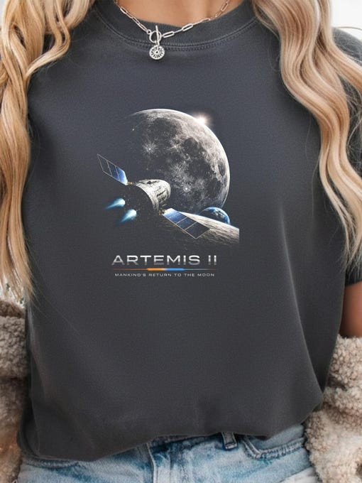 Artemis II Rocket Launch Space Exploration T-Shirt Back To The Moon Shirt Astrophile Gift For Her