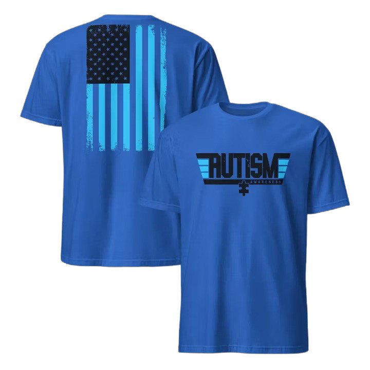 Autism Awareness American Flag T-Shirt Autism Support Clothing Gift Ideas