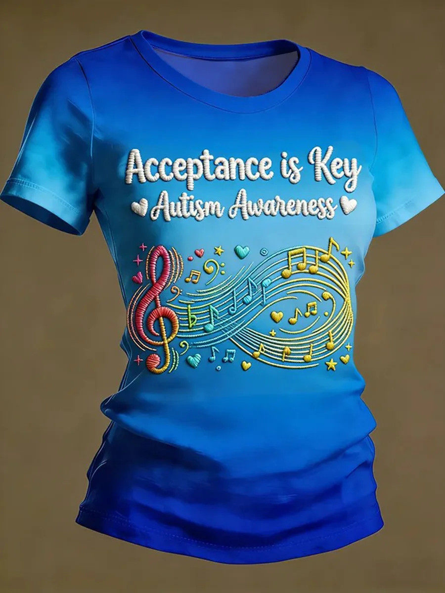 Autism Awareness T-Shirt Acceptance Is Key Clothing Gift For Autism Mom