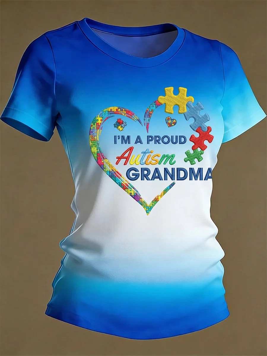 Autism Awareness T-Shirt I'm A Proud Autism Grandma Clothing Supporters Gift