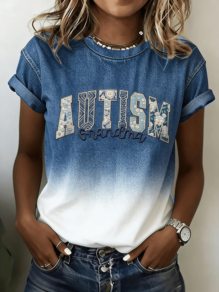 Autism Grandma T-Shirt Family Love For Autism Awareness Clothing Gift For Grandma