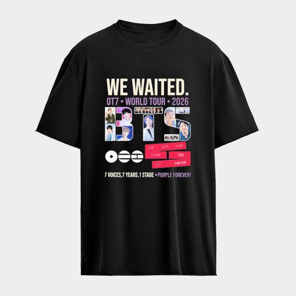 BTS We Waited World Tour 2026 7 Voices 7 Years 1 Stage Purple Forever T-shirt Gifts For Fans