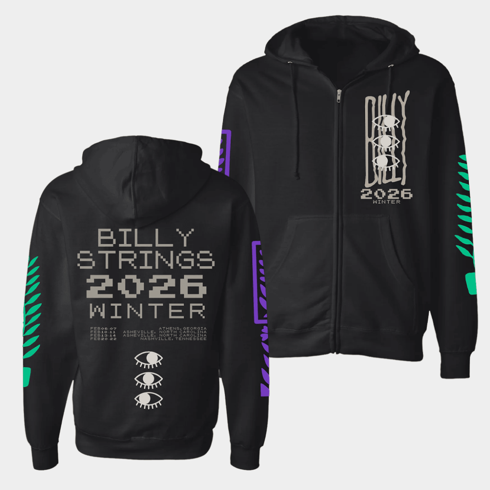 Billy Strings Merch Eyes Zip Up Hoodie With Dates Hoodie Billy Strings Gifts For Music Lovers