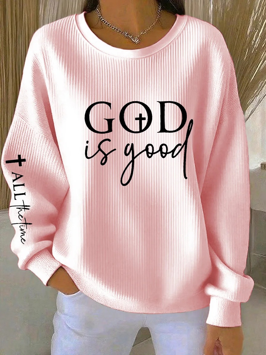 Birth Of Jesus Ribbed Sweatshirt Women Christian Faith Apparel Cute Shirts Best Gift For Her