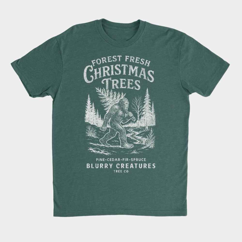 Blurry Creatures Merch Bigfoot Blurry Christmas Trees Shirt Best Gifts For Boyfriend