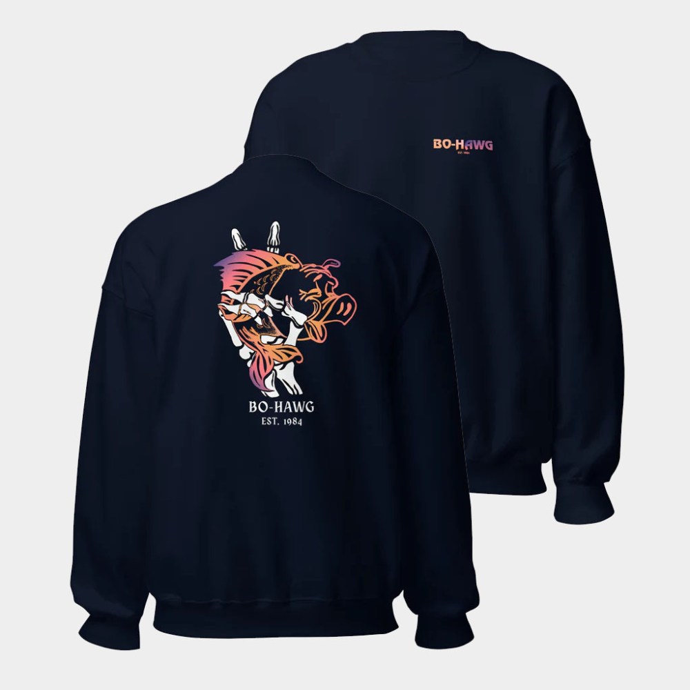 Bo-Hawg Merch Laid Back Bones Crewneck Bo-Hawg Sweatshirt Gifts For Son