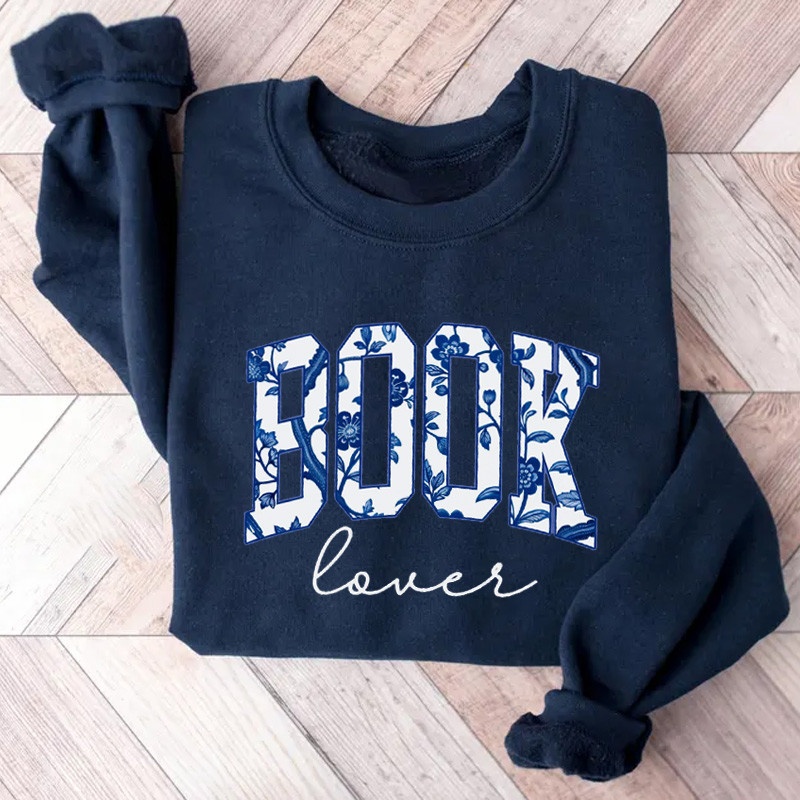 Book Lover Sweatshirt Delftware Inspired Apparel Gift For Women