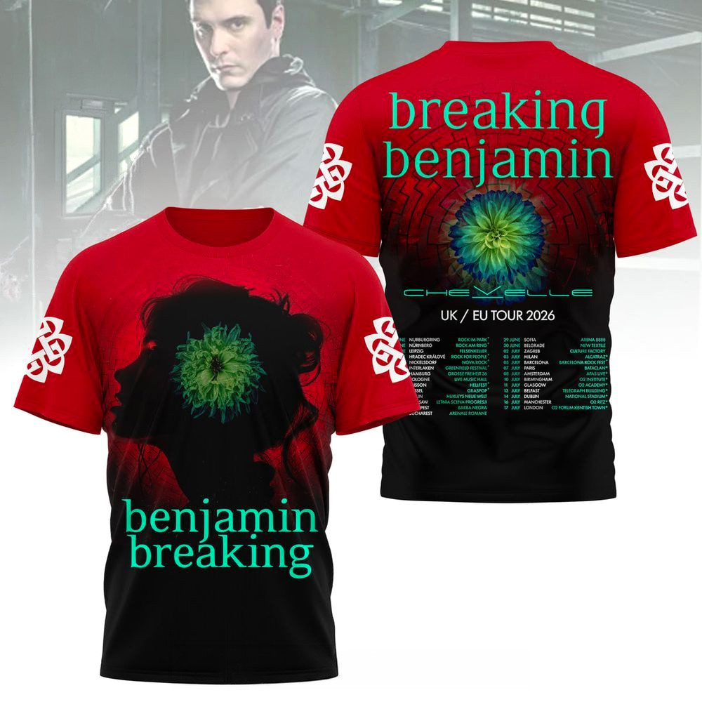 Breaking Benjamin Chevelle UK EU Tour 2026 T-Shirt Breaking Benjamin Merch Gifts For Rock Fan