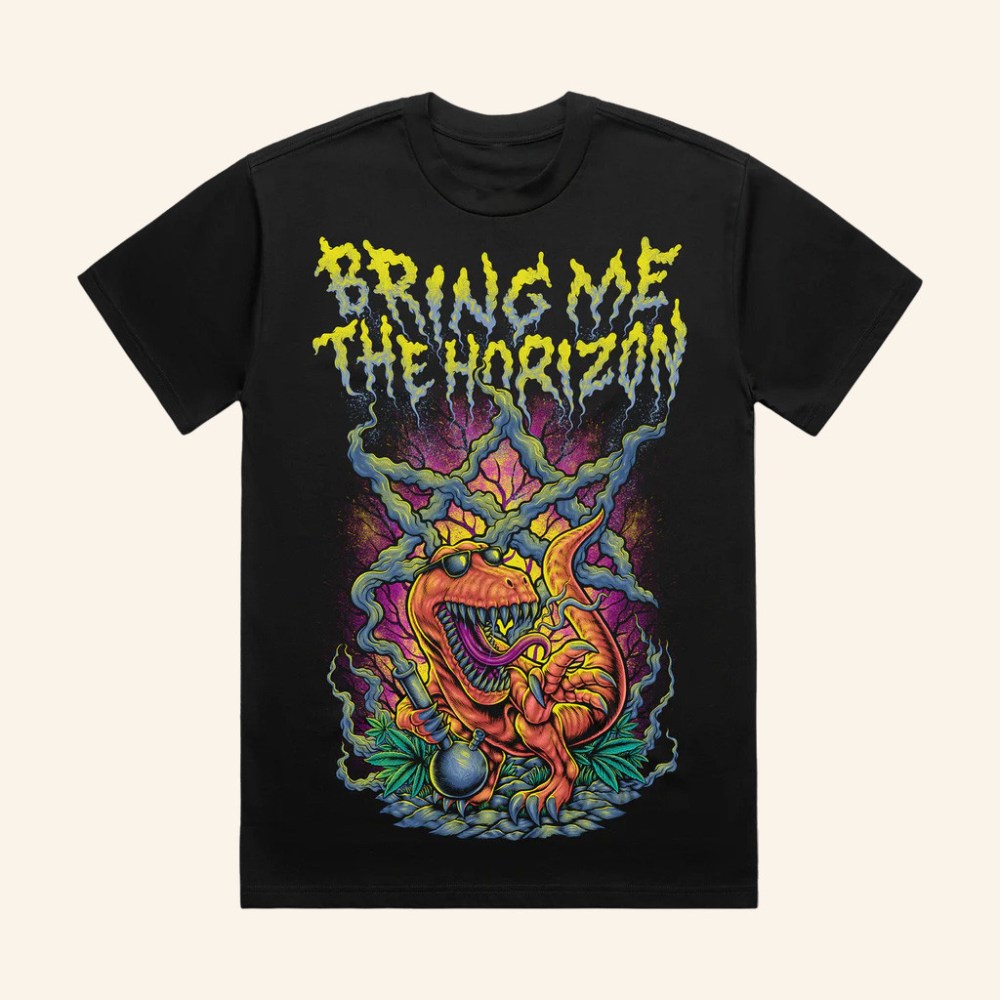 Bring Me The Horizon Merch Smoking Dinosaur T-Shirt Gift For Son In Law