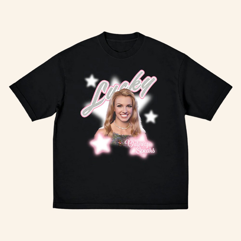 Britney Spears Merch Lucky Black T-Shirt Birthday Gifts For Music Lovers