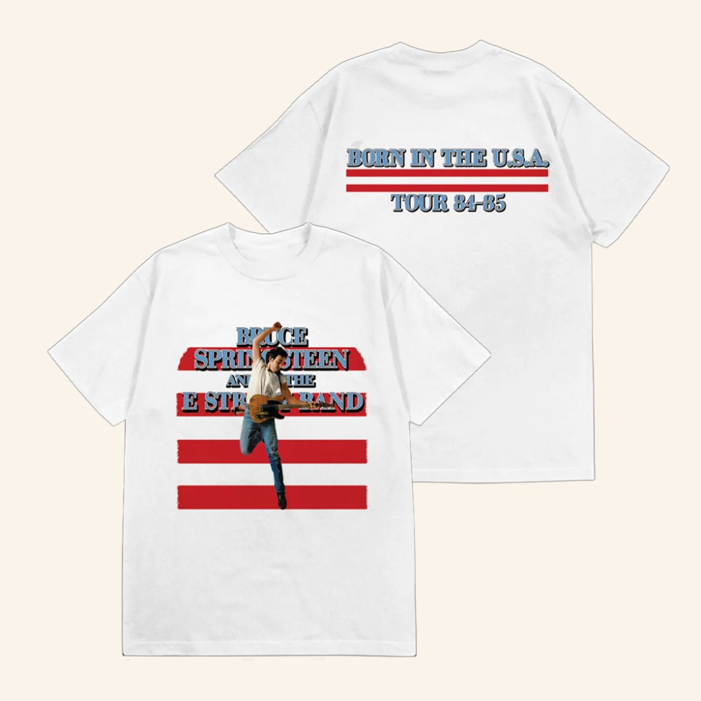 Bruce Springsteen Merch Retro Born In The USA Photo T-Shirt Xmas Gifts For Music Fans