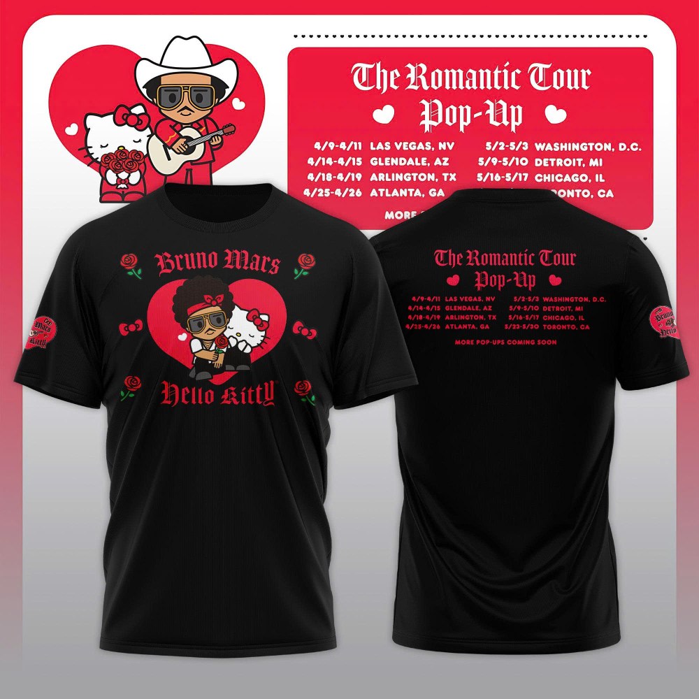 Bruno Mars Hello Kitty World T-Shirt Bruno Mars X Hello Kitty Apparel Gift For Fans