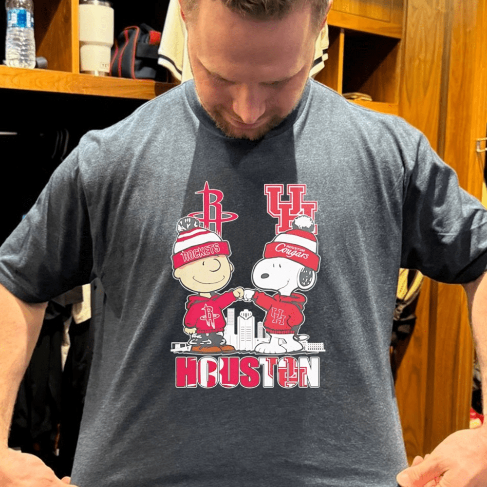 Charlie Brown Houston Rockets And Snoopy Houston Cougars Skyline City Shirt Fan Apparel