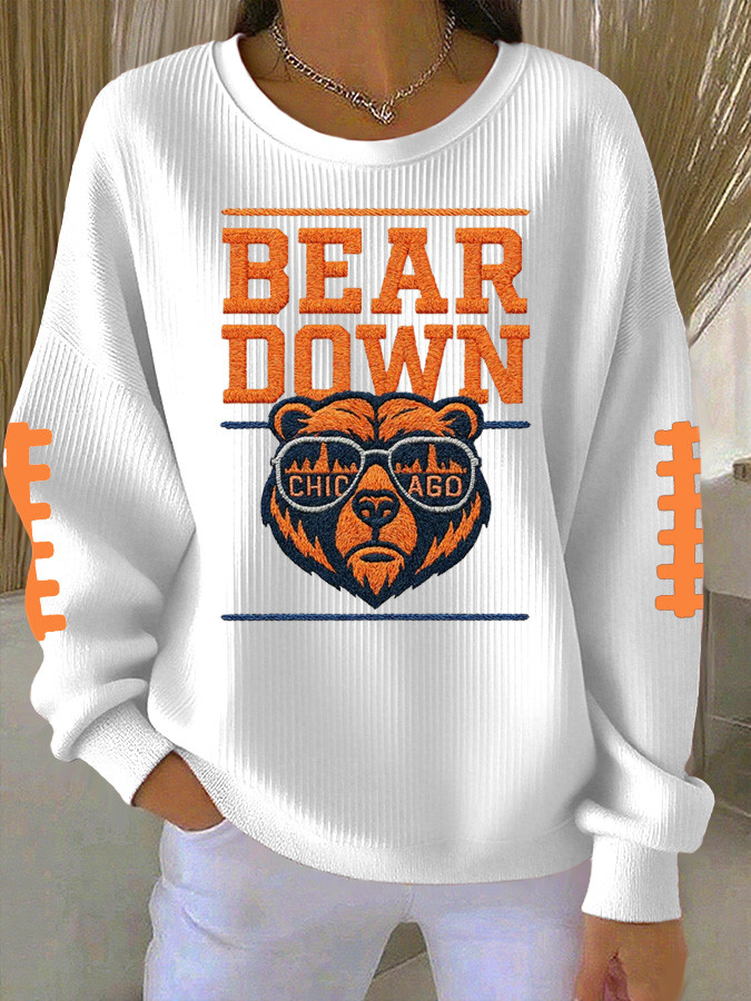 Chicago Football Sweatshirt Bear Down Sweatshirt Gameday Clothes CB Merch Best Gift For Her