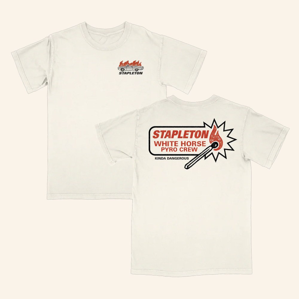 Chris Stapleton Merch White Horse Pyro Crew T-Shirt Gift Ideas For Music Lovers