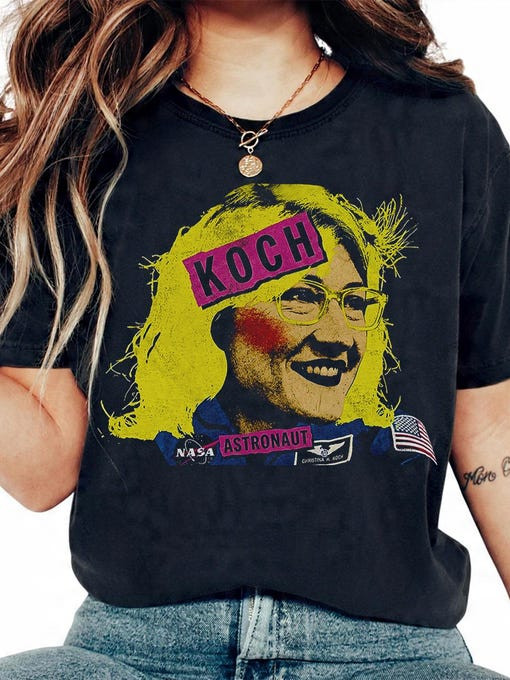 Christina Koch Astronaut Portrait T-Shirt NASA Moon Mission 2026 Clothes Best Gift For Fans