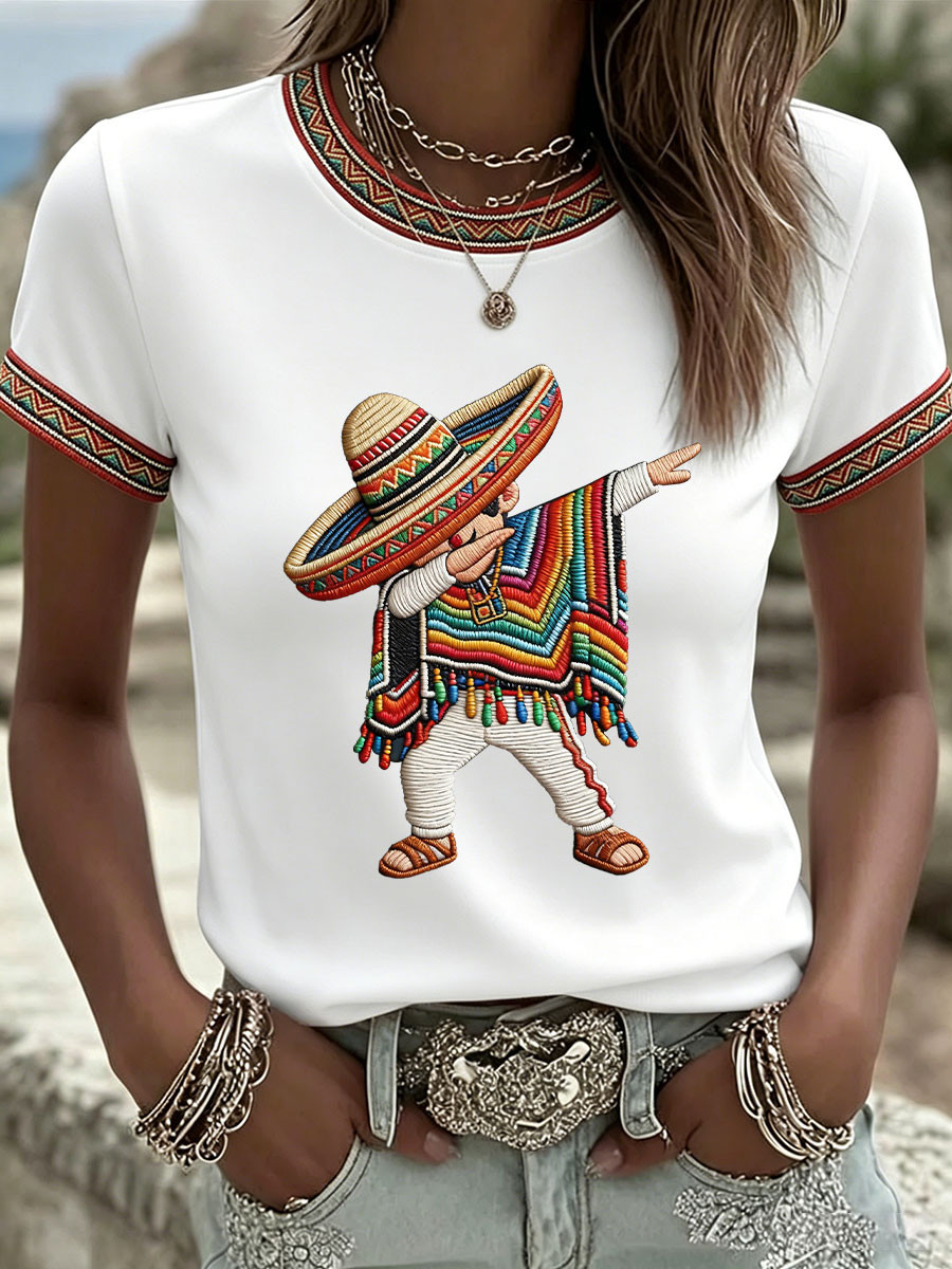 Cinco De Mayo Dabbing Mexican Poncho T-Shirt Funny Sombrero Dance Clothing Fiesta Gift