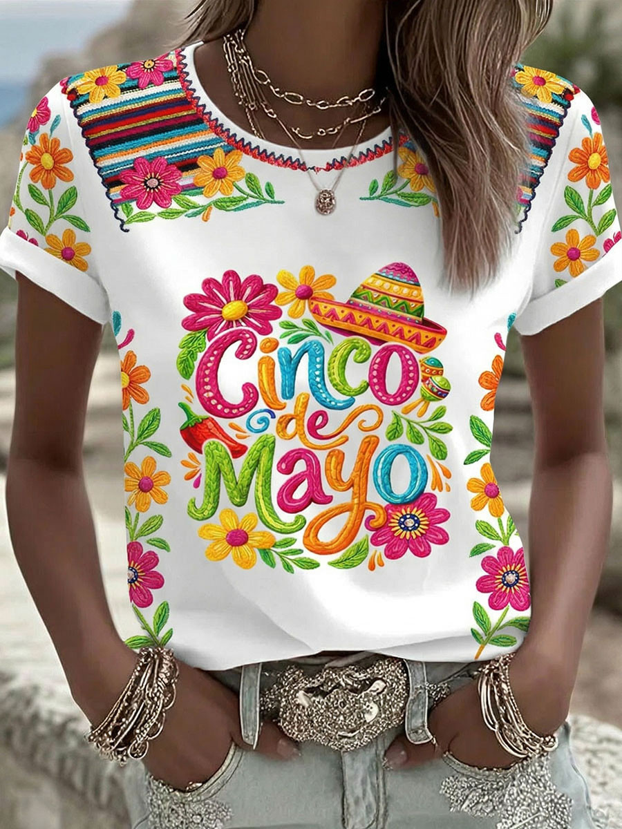 Cinco De Mayo T-Shirt Sombrero Guitar Taco Mexico Party Clothing Gift For Her