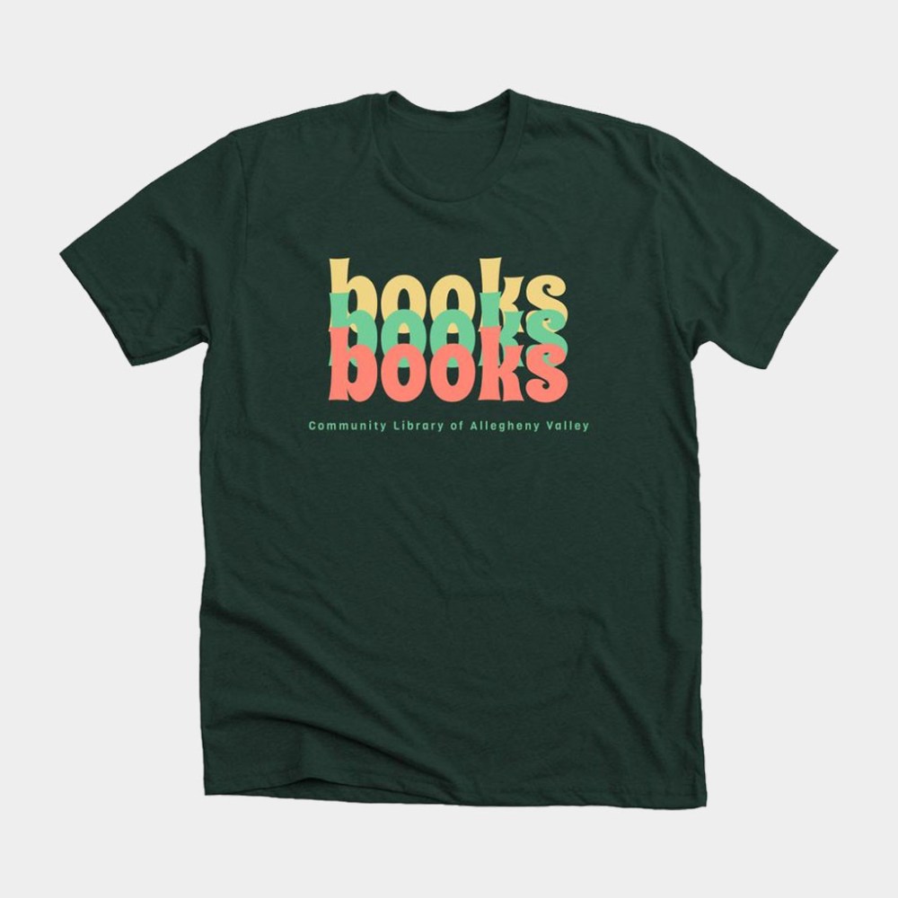 Clav Merch Books Baseball T-Shirt Community Library Of Allegheny Valley Shirt Gifts For Son