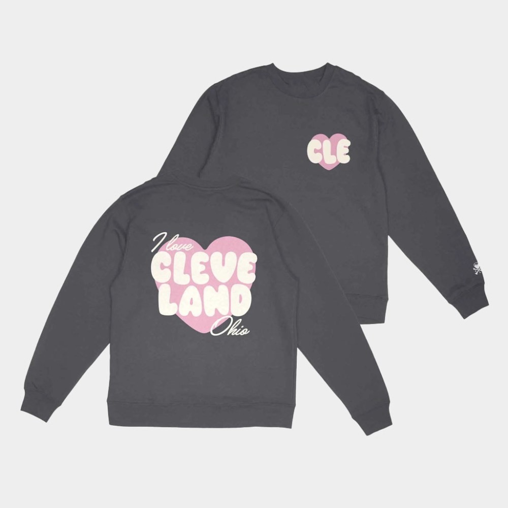Cle Clothing Co Merch I Love Cleveland Heart Crewneck Sweatshirt Birthday Gift For Sister