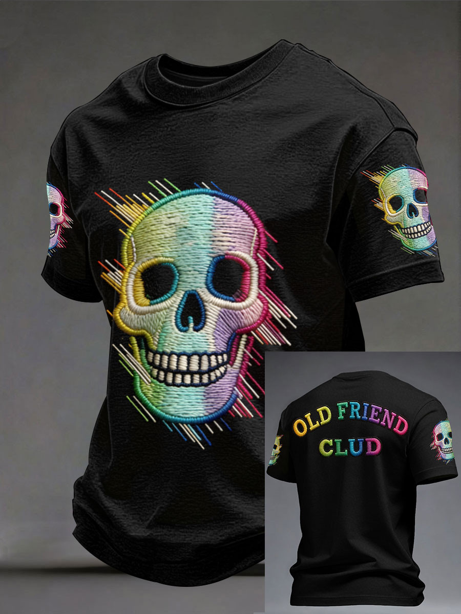 Colorful Old Friend Club T-Shirt Retro Skeleton Clothing Best Gift Ideas