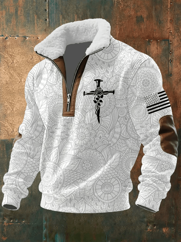 Cross Casual Zip-Up Top Men's Christian Clothing Religious Gifts For Him