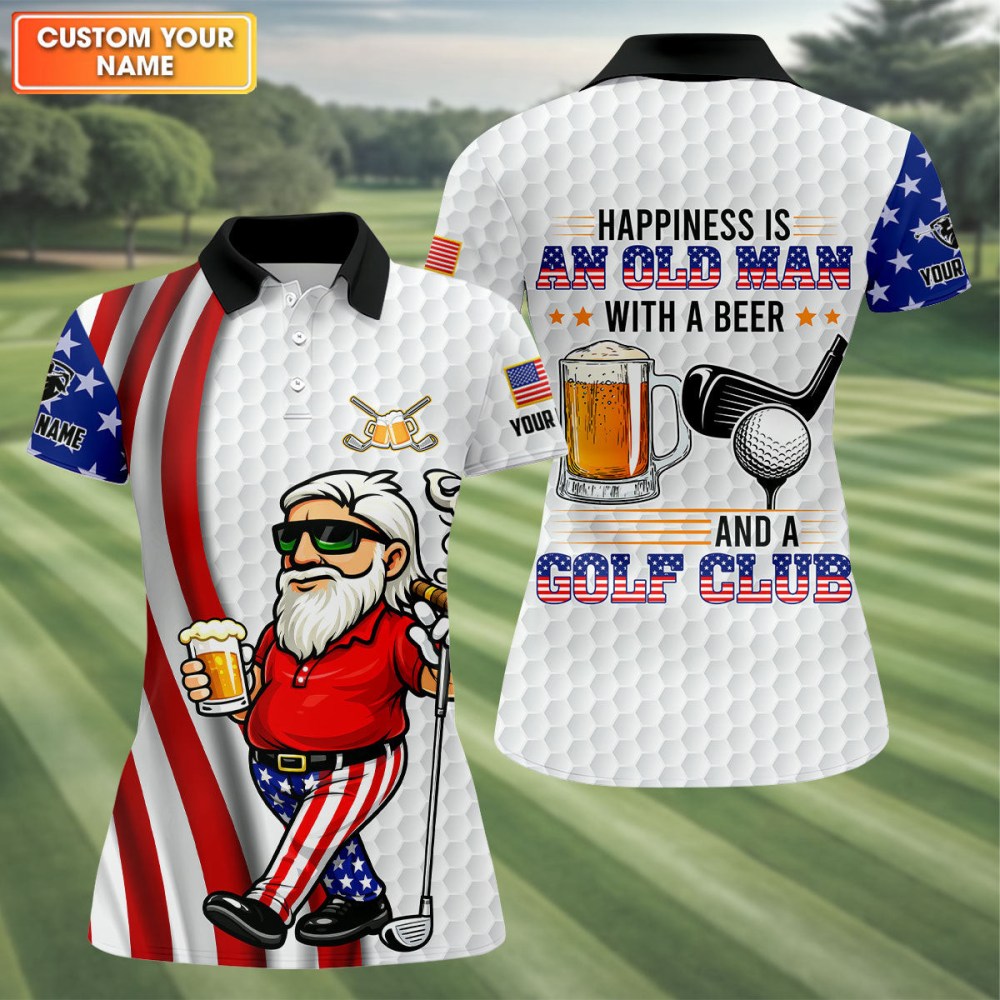 Customized Funny An Old Man With A Beer Golf Polo Shirt Ladies Golf Shirts Golf Idea Presents