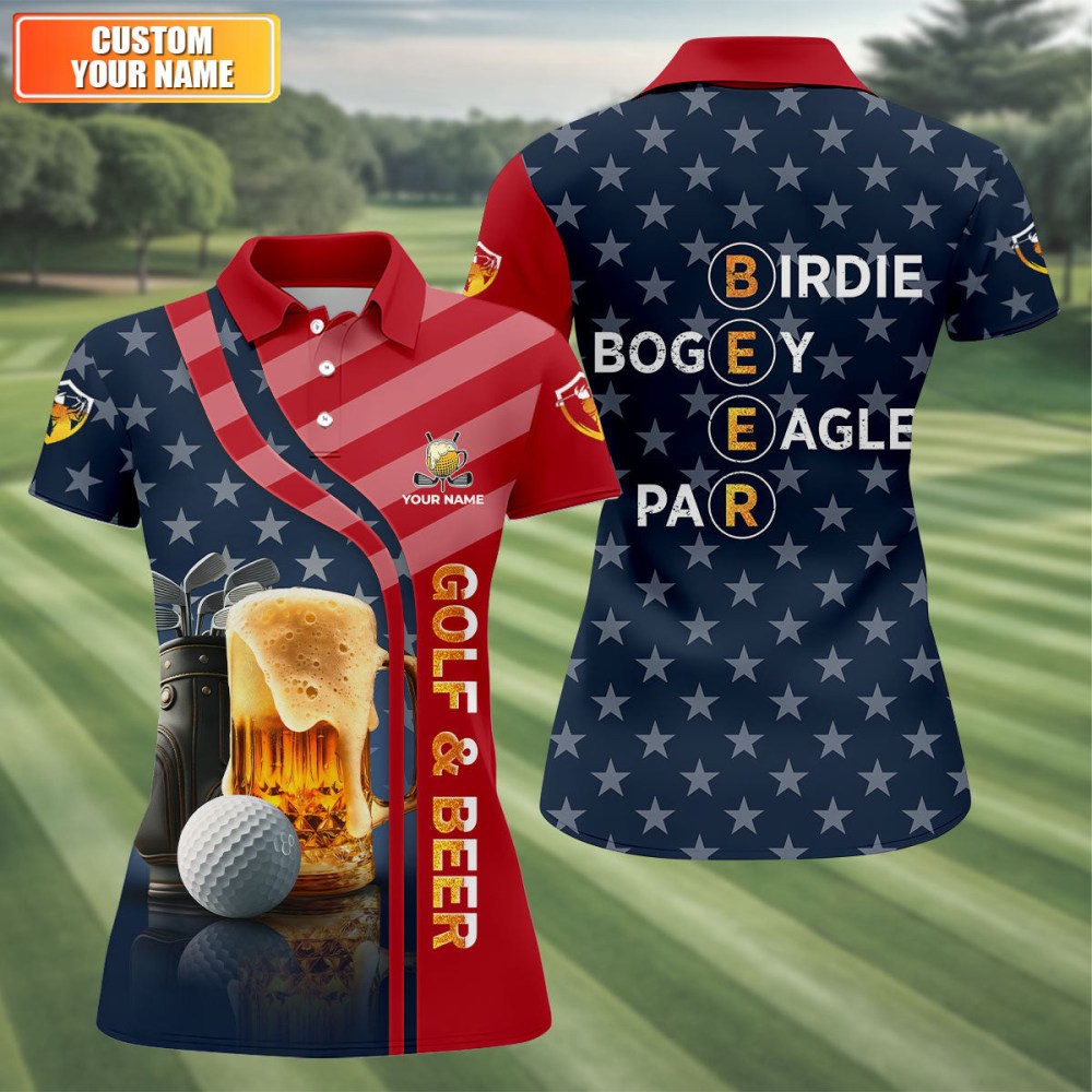 Customized Funny Golf And Beer Golf Polo Shirt Ladies Golf Shirts Gift For Golfers