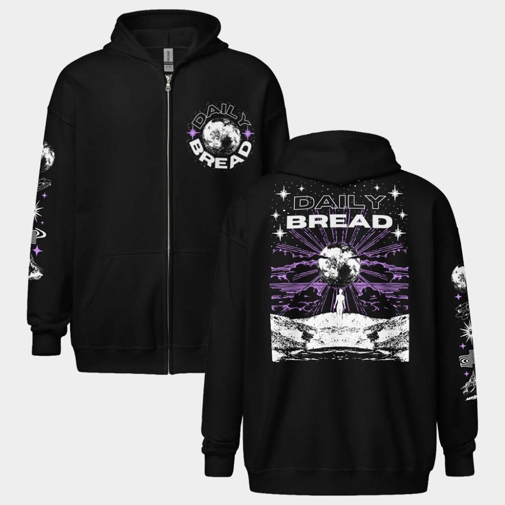 Daily Bread Merch Daily Bread Zip Up Hoodie EDM Music Festival Merch Gifts For Music Lovers