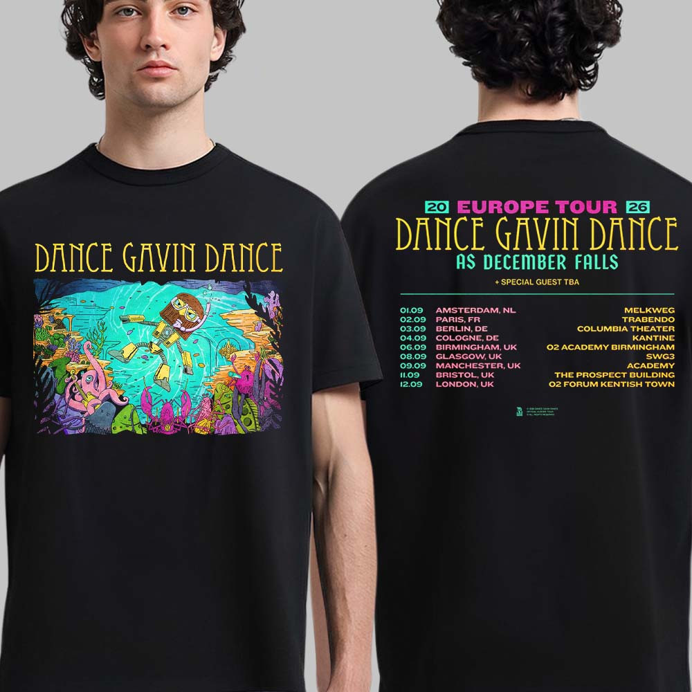 Dance Gavin Dance As December Falls 2026 UK And EU Tour T-Shirt Dance Gavin Dance Fan Merch