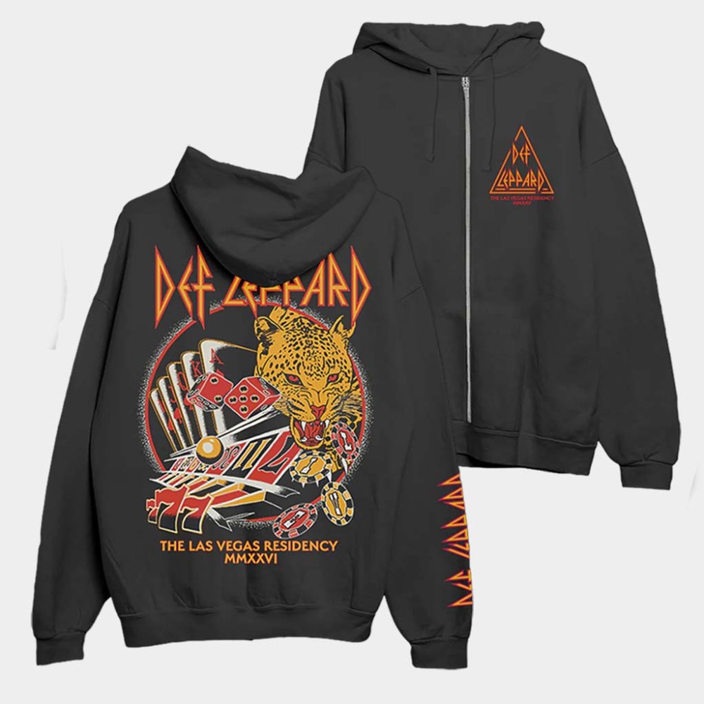 Def Leppard Merch Live Las Vegas Zip Hoodie Gifts For Rock Band Fans