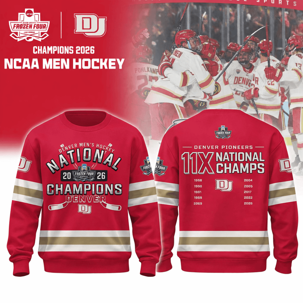 Denver Pioneers 2026 NCAA Men's Hockey Champions Sweatshirt Hockey Apparel Fan Gift For Him