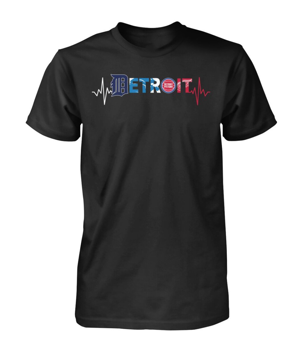Detroit Heatbeat Graphic Sport T-Shirt Detroit 4 Team Shield Shirt Best Gift For Father