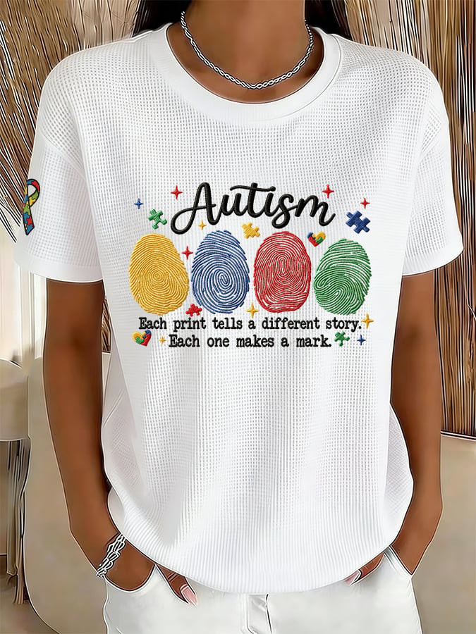 Each Print Tells A Different Story Each One Makes A Mark T-Shirt Autism Awareness Merch Gift Ideas