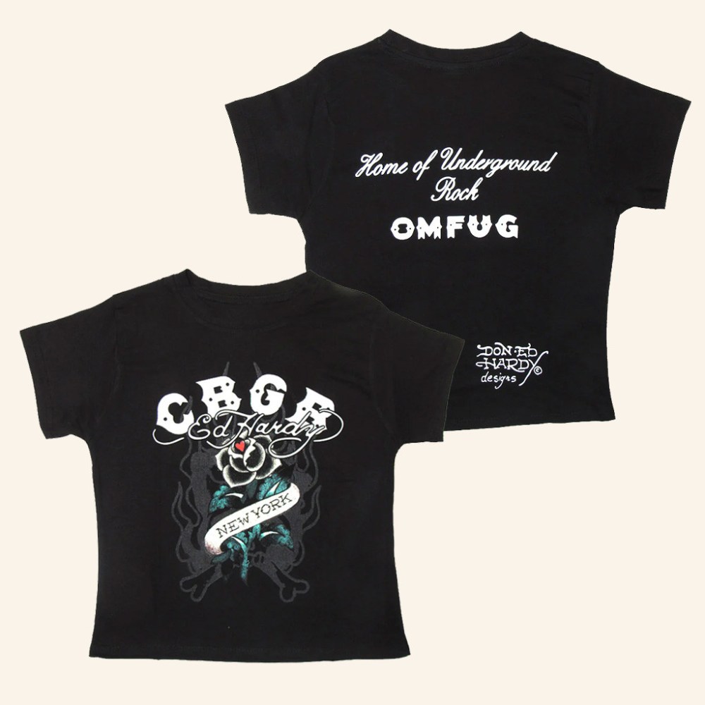Ed Hardy Merch CBGB NY Rose Baby Tee Christmas Gifts For Girlfriend