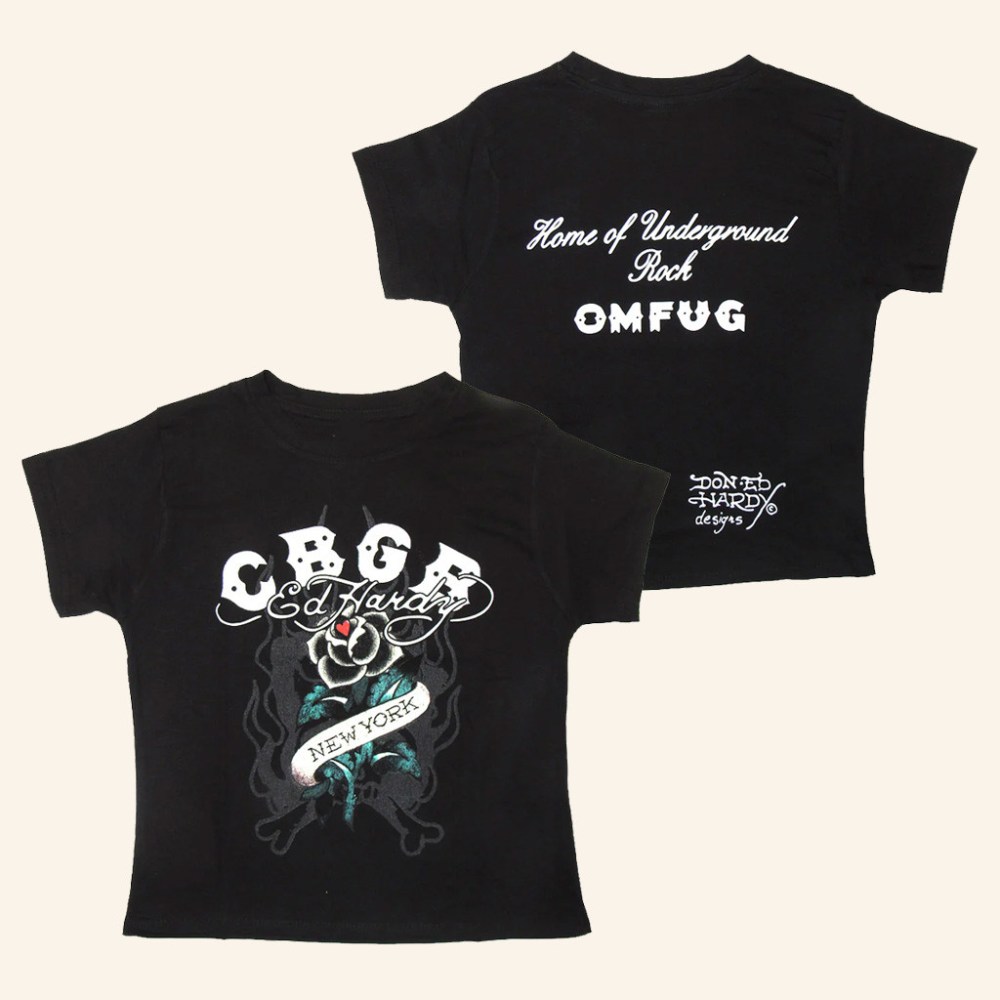 Ed Hardy Merch CBGB NY Rose Baby Tee Ed Hardy Shirt Christmas Gifts For Her