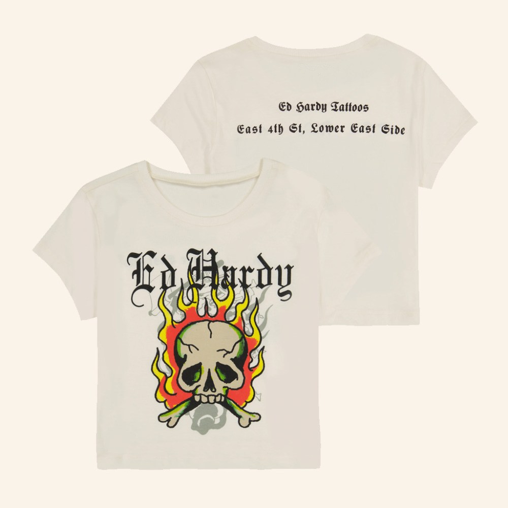 Ed Hardy Merch Flame Skull Baby Tee Ed Hardy Shirt Gifts For Wife